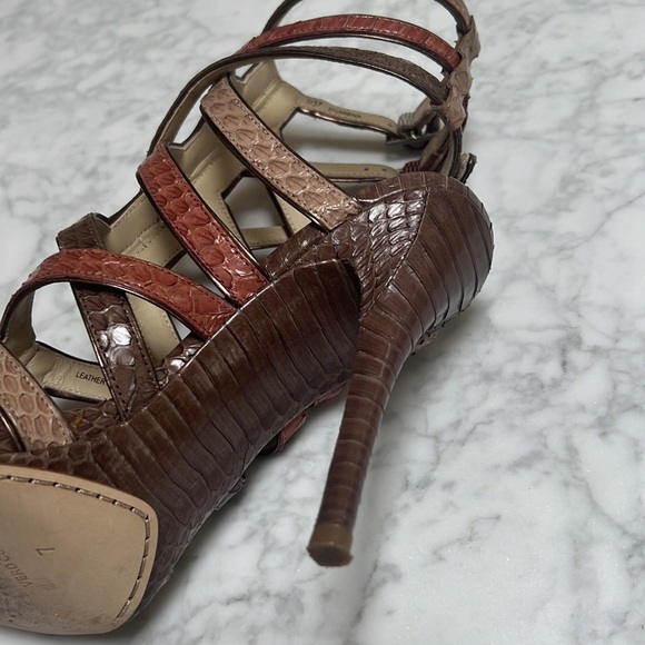 Brian Atwood Natural Python Sandals. 7 - Picture 3 of 9